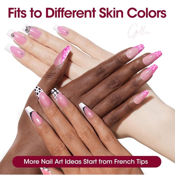 150 Pink French Soft Gel Nail Tips, Short Square, 3 in 1, Tips for Nails Art - Picture 6 of 12